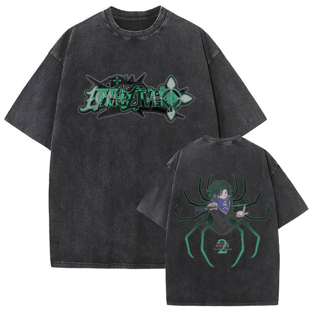 Washed Vintage Anime Hunter X Hunter T Shirts Spider Phantom Troupe Feitan Potoo T-shirt Men Casual Oversized Cotton T-shirts S разноцветный