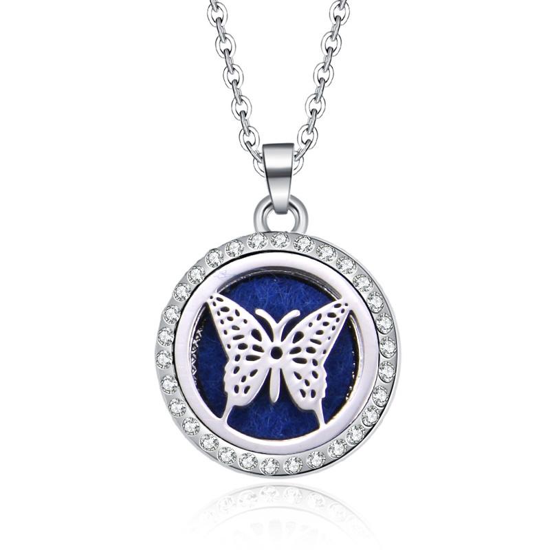 New Stainless Steel Alloy Fashion Aromatherapy Necklace Essential Oil Diffuser Perfume Locket Pendant Women Jewelry Gift