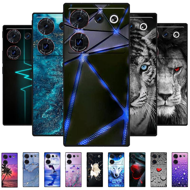 Case For ZTE Nubia Z50 Ultra Case Soft Print Silicone TPU Black Bumper Cover For ZTE Nubia Z60 Ultra Phone Back Coque z50Ultra