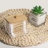 Transparent Cotton Swab Bamboo Cover Storage Box, Portable Long Combination Makeup Cotton Storage Box