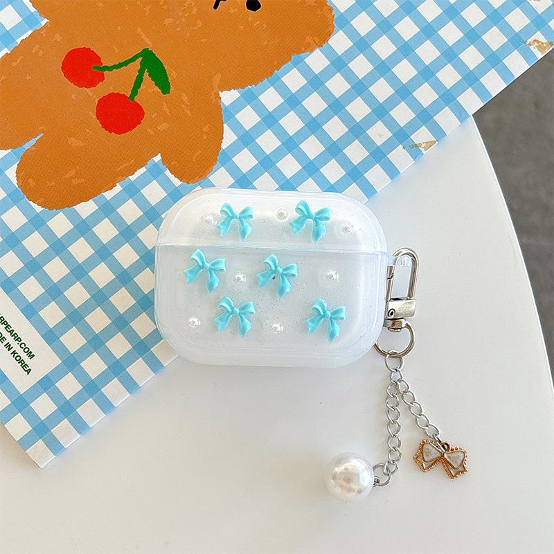 Pearl Bow Earphone Cover For Apple Airpods 4 Bluetooth Protective Case Airpods Pro Bow Pendant
