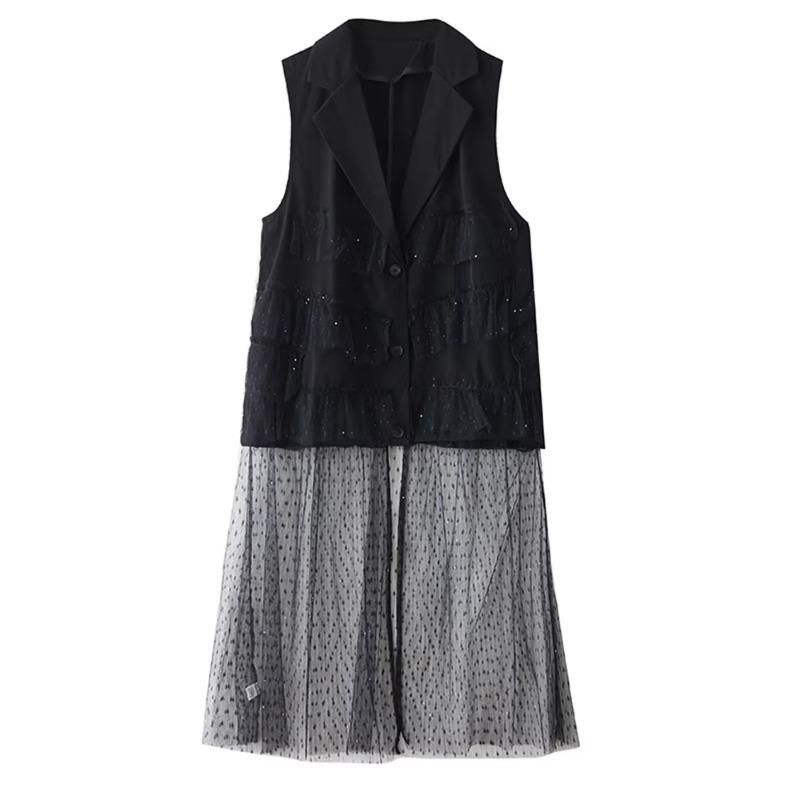 

XITAO Gauze Patchwork Sequin Dress ZMY1320 One Size чёрный