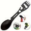 10-in-1 Multifunctional Camping Spork, Stainless Steel Spoon Fork with Cutter Can and Bottle Opener Wrench, Outdoor Hiking Travel Backpacking Flatware