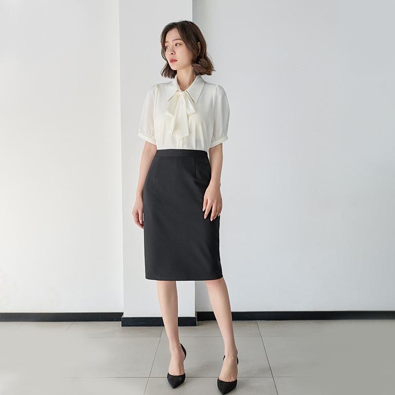 Spring and Autumn White Long Sleeve Chiffon Bow Shirt Women's Professional Formal Inner Top