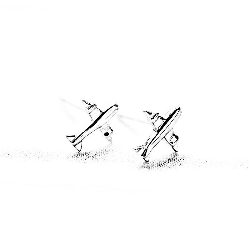 Simple Aircraft Stud Earrings for Men and Women, Neutral Style, Small Mini Earrings, Hipster Hip-hop High Street Single Earrings.