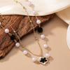 European-American Double-layer Pearl Flower Necklace: Elegant, Versatile Design for Daily Wear