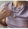Korean Inspired Sweetheart Double Layer Necklace - Retro Peach Heart Clavicle and Creative Sweater Chain for Women