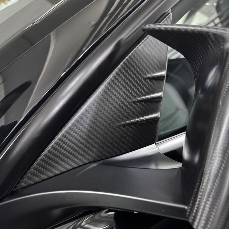 Car A-pillar Triangular Decorative Cover For Tesla Model 3 2017- Model Y Real Carbon Fiber Exterior Modification Accessories