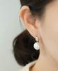Alleun Silver 925 Cubic Square Bold Drop Large Pearl Silver Earrings