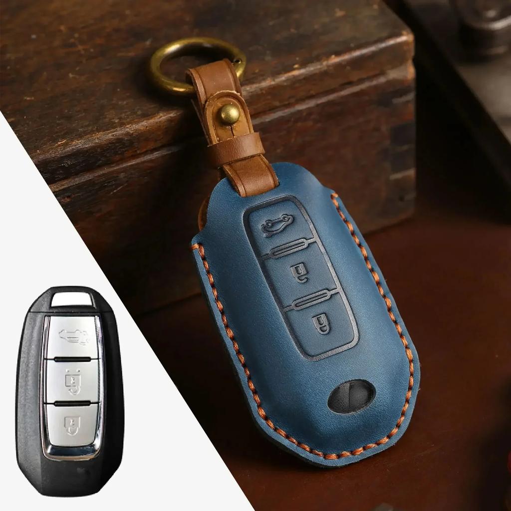 Leather Car Key Case Cover Holder Keychain Shell for Nissan Juke Leaf Micra K12 Note Patrol Qashqai J11 J10 Tiida Versa X Trail