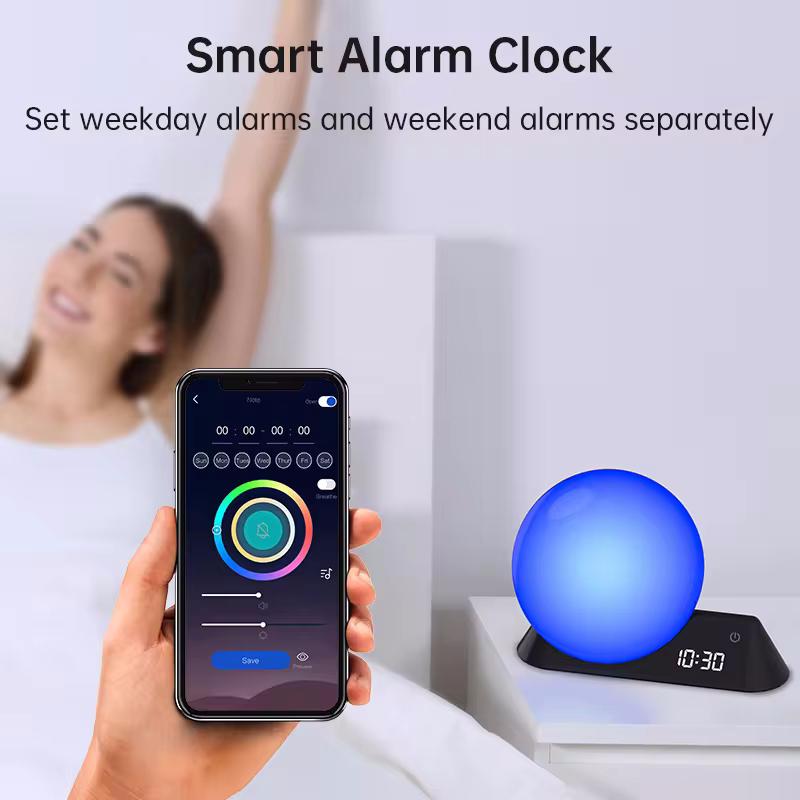 Special Price Smart White Noise Led Night Light Desk Alarm Clock Wake up Lamp for Home Room Decoration