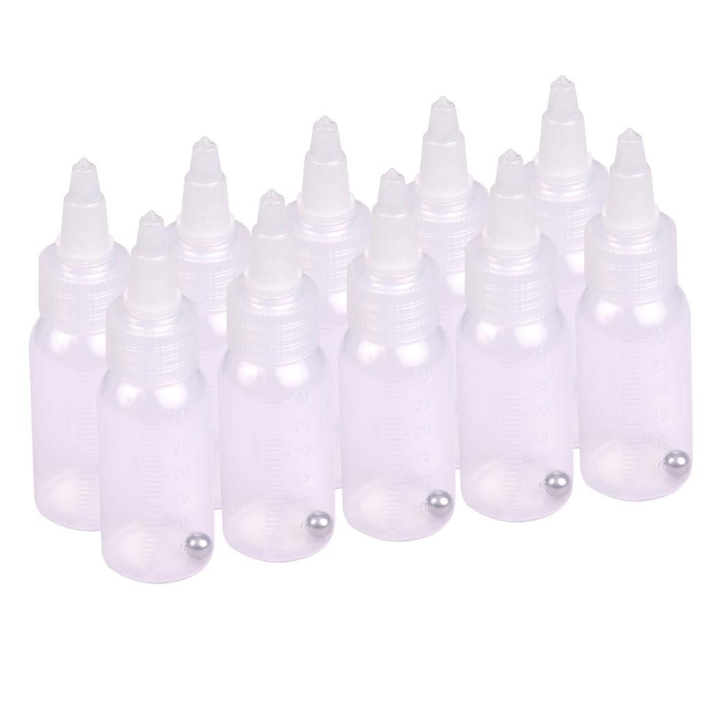 Box of 10-Each 1.2-Ounce(35 ) Brush Bottles Paint Storage Bottles PP Jar and Cover with Scale Line -proof for Dual-Action Siphon Feed Brus
