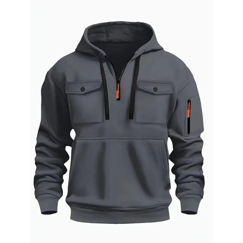 2026 New Autumn and Winter Men s Casual Trendy V-neck Zipper Pullover Sweatshirt M