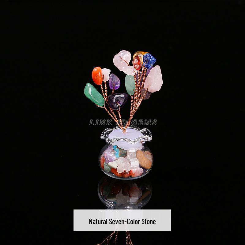 Jingde Jewelry Natural Crystal Money Tree Citrine Rose Quartz Ornament