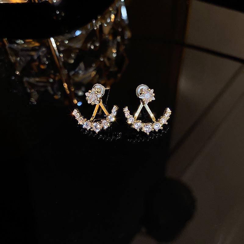 Zircon Women's Earrings 2023 Summer New In Fashion Star Moon Stud Earring Aesthetic Luxury Designer Zircon Wedding Gift