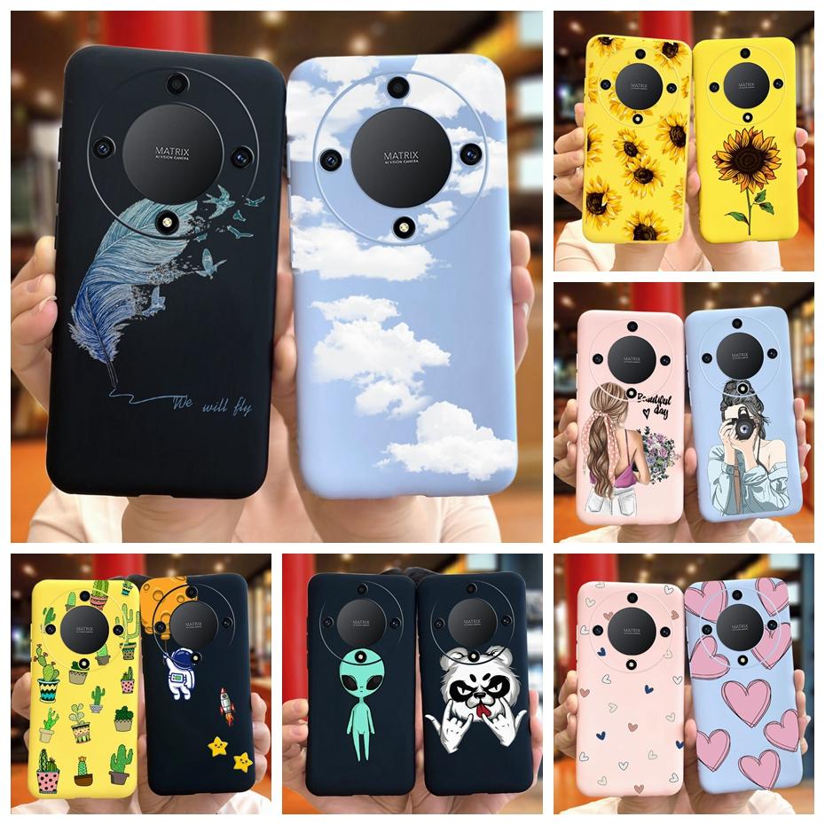 For Honor X9a Fashion Feather Cloud Pattern Phone Case For Honor X9a 5G X 9a ROM-NX1 Candy Color Soft Silicone TPU Back Cover