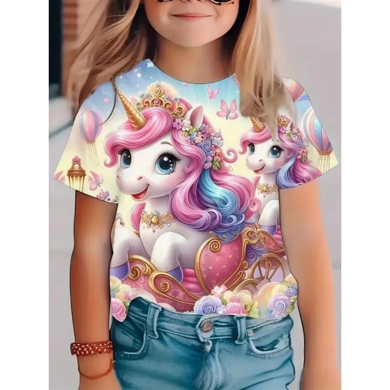 Fashion Children's Clothing Crew Neck Short Sleeve 3D Casual Color Printing Casual Short Sleeve Crew Neck T-Shirt