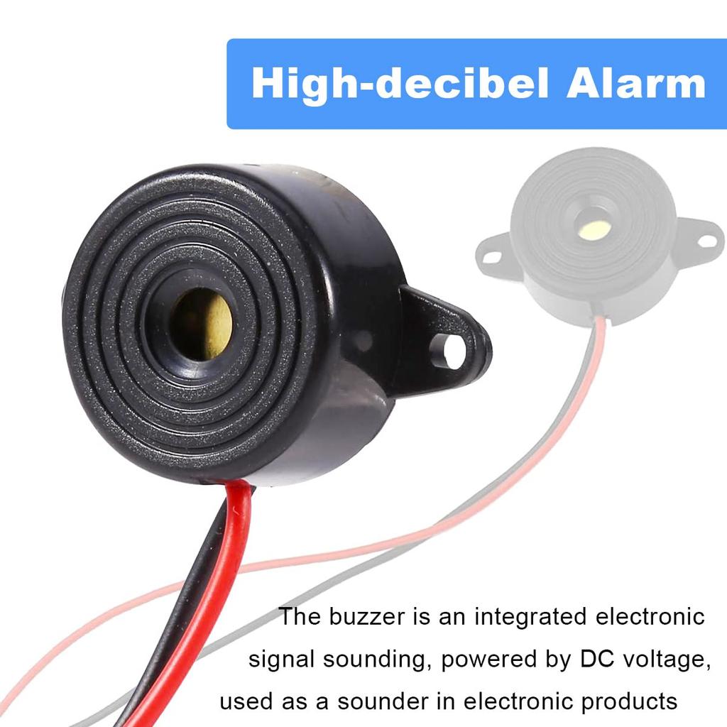 10-pack 3-24V DC Piezoelectric Active Buzzer Alarm with Wire and Spring Screw Connector High Decibel Continuous Sounding Buzzer