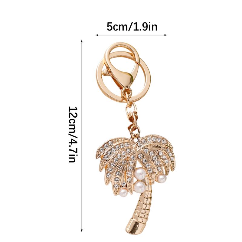 Stylish Coconut Tree Palm Key Chain For Women Men Creative Gold Color Alloy Keyring Ornament Bag Purse Charm Accessories