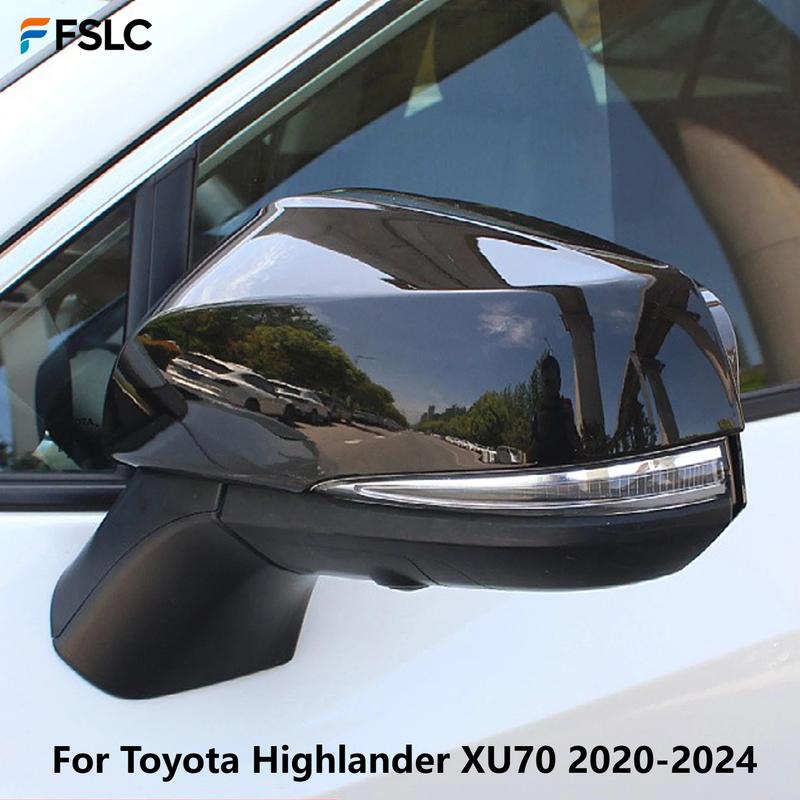 2Pcs ABS Car Side Door Rearview Mirror Decoration Cover Trim For Toyota Highlander XU70 -2024 Accessories