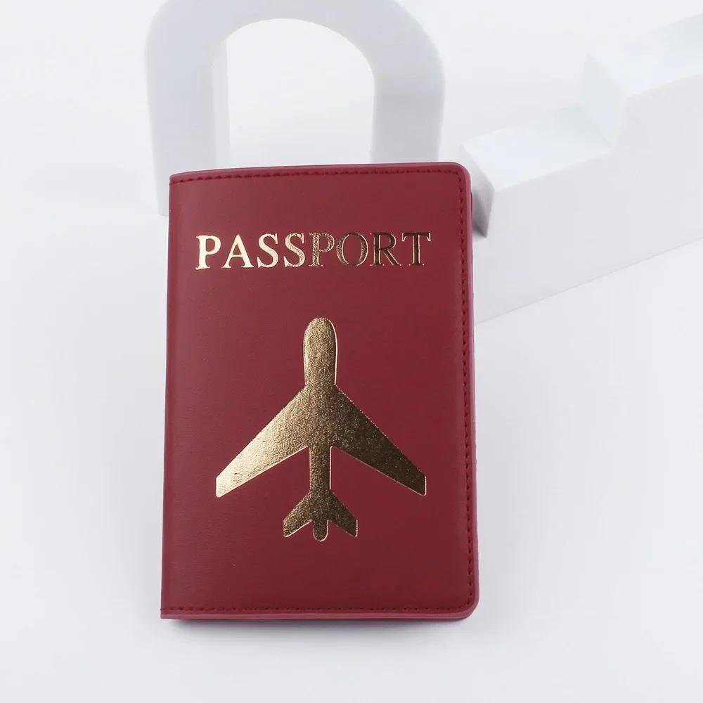 Pu Leather Passport Cover Simple Letter Plane Pattern Men Women Travel Wedding Passport Covers Holder Fashion Wedding Gift