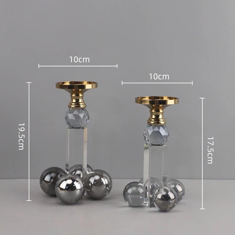 Glass Candle Holder Geometric Crystal Crafts Candlestick Clear Crystal Ball Candelabrum Home Decoration Accessories