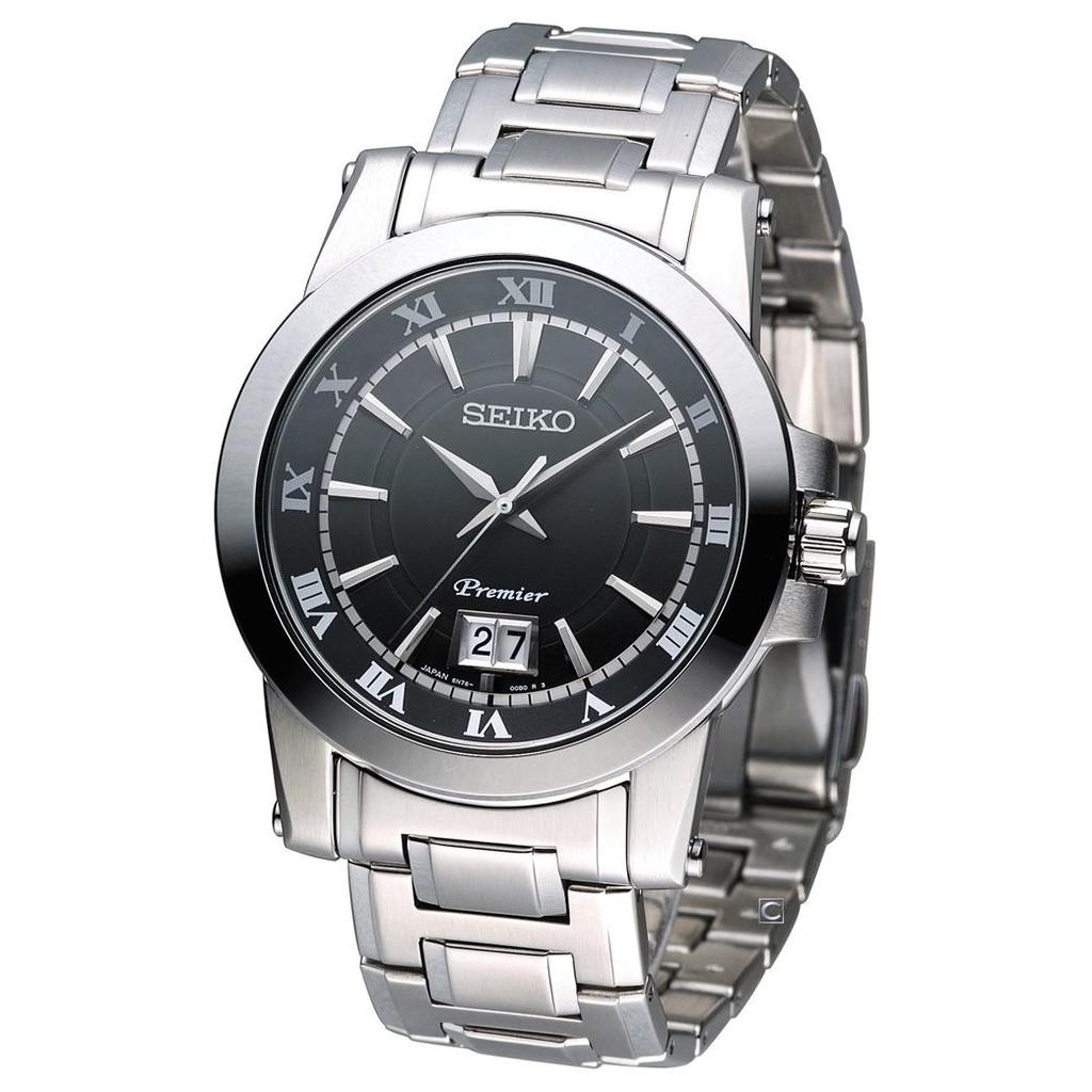 Seiko Premier Quartz Watch Men watches Black SUR015J1