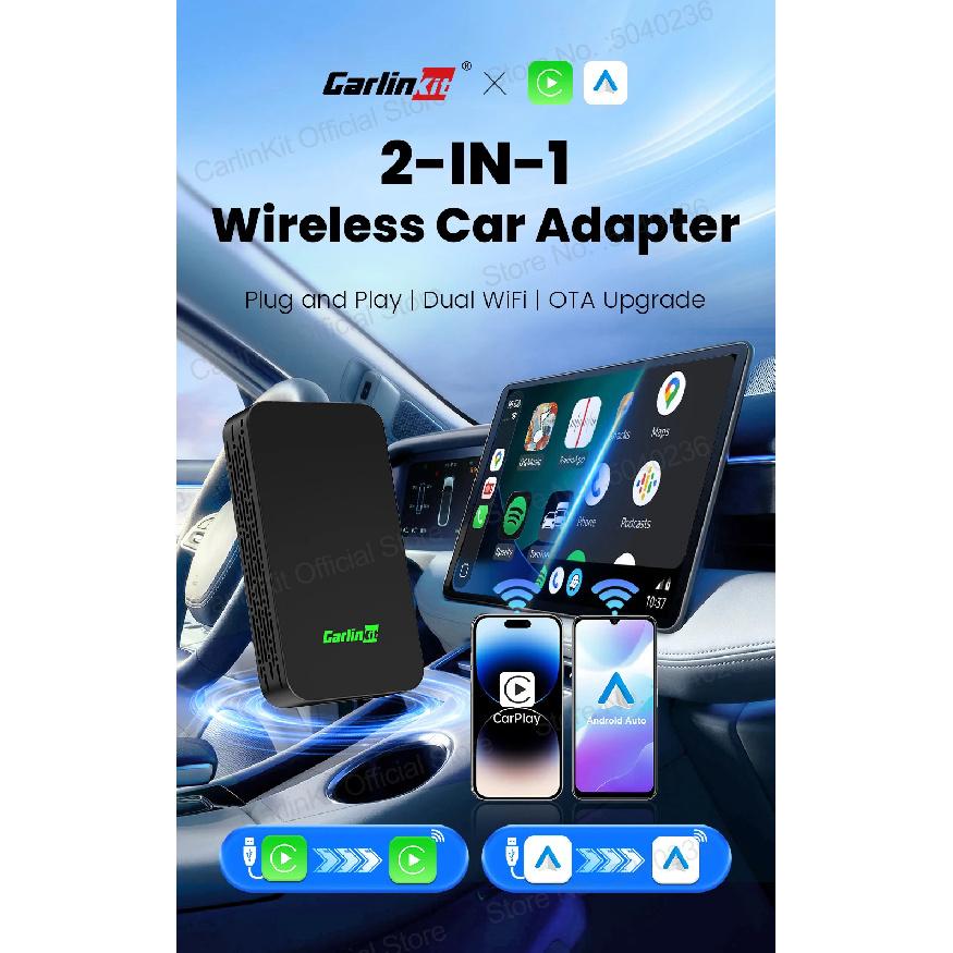 CarlinKit 5.0 C2Air Wireless Adapter Wireless CarPlay Android Auto Plug &Play 2.4Ghz&5.8Ghz WiFi BT Auto Connection For OEM Cars