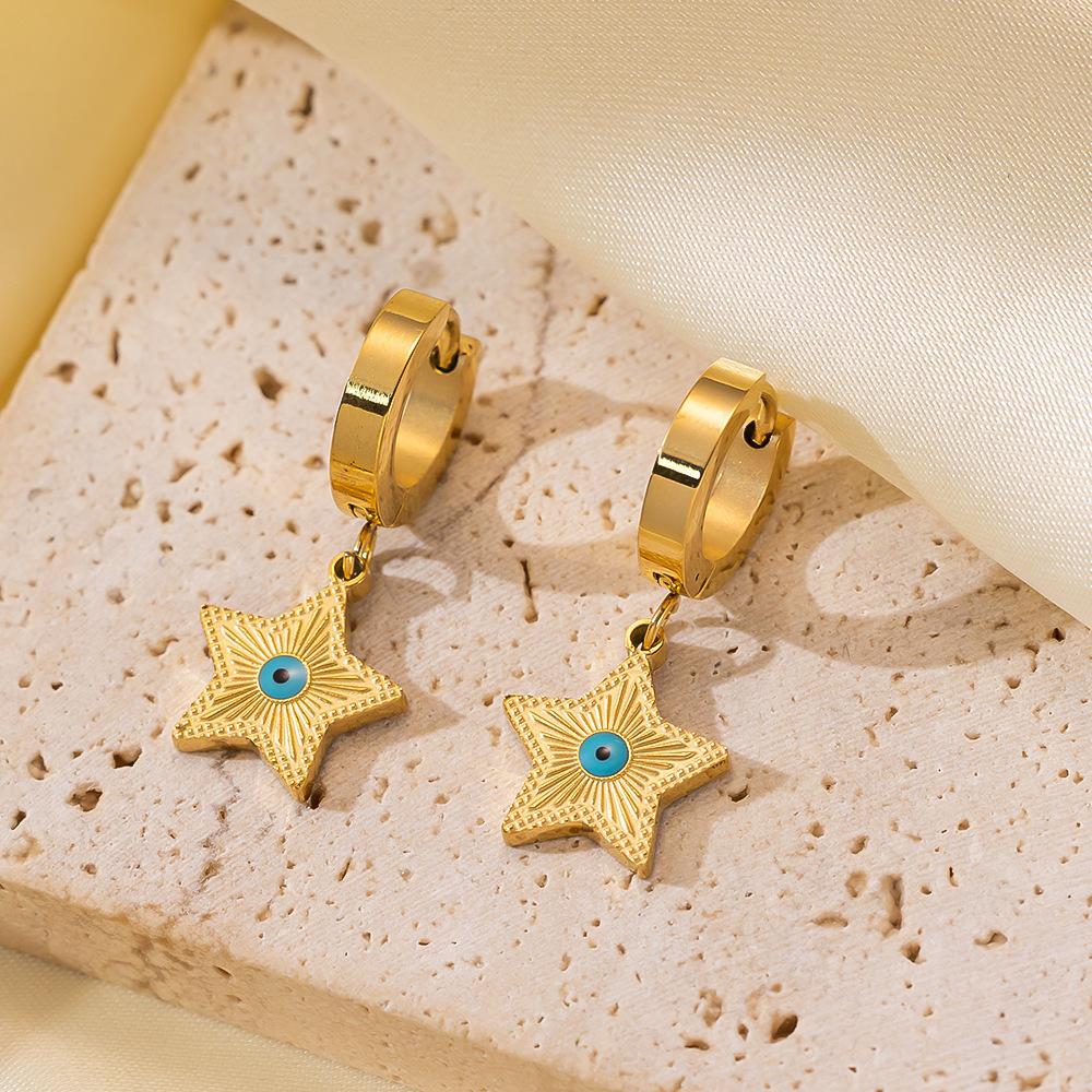 

Fashion retro gold butterfly colorful drip mango jewelry, earrings for women