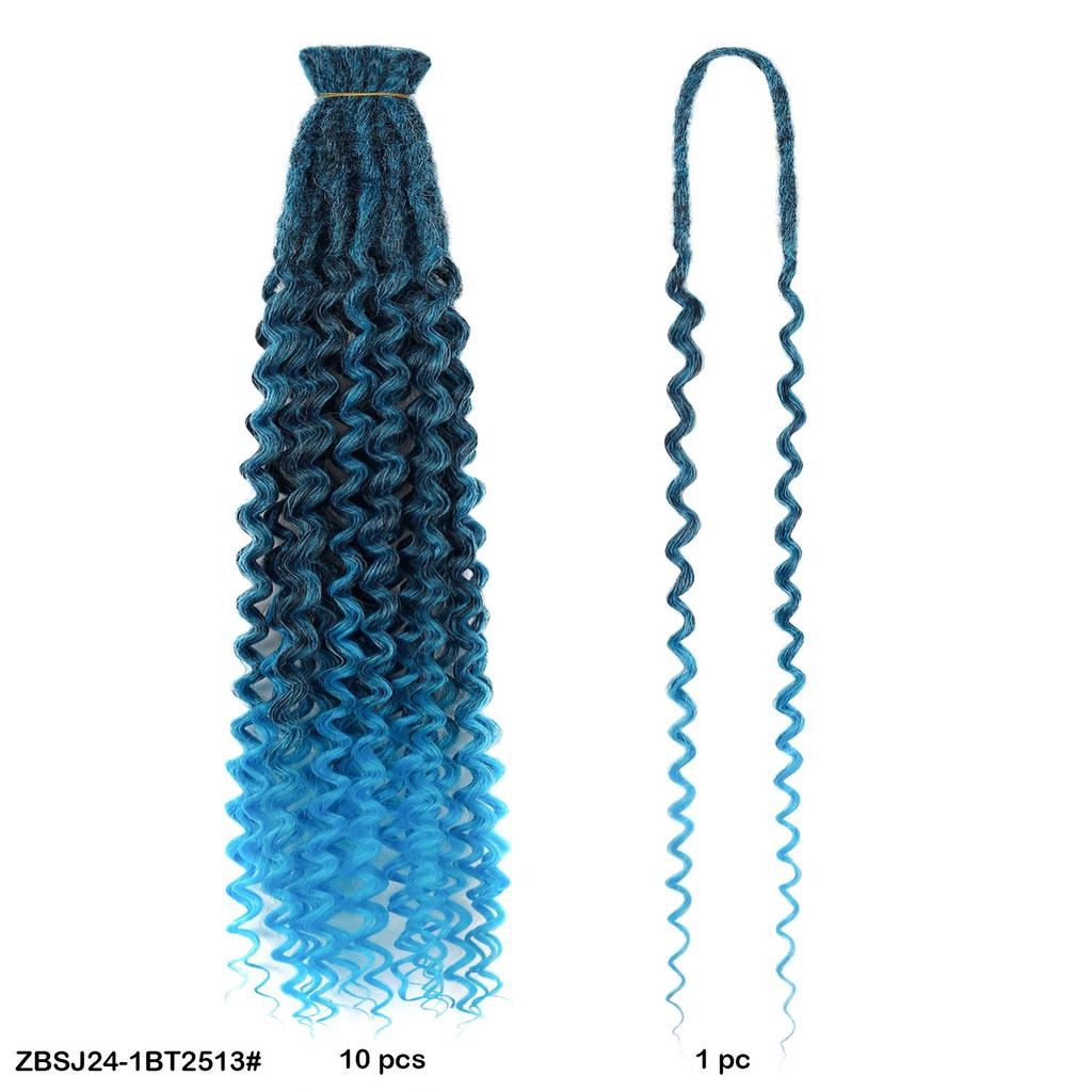 10pcs/lot Crochet Hair Afro Braiding Hair Extension 24Inch Crochet Box Braids Straight To Curly Ends Hair Synthetic Black Braids For Women