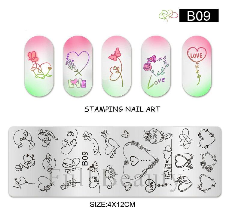 Nail Art Printing Small Long Steel Plate Valentine's Day Love DIY Painted Printing Stainless Steel Nail Printing Plate