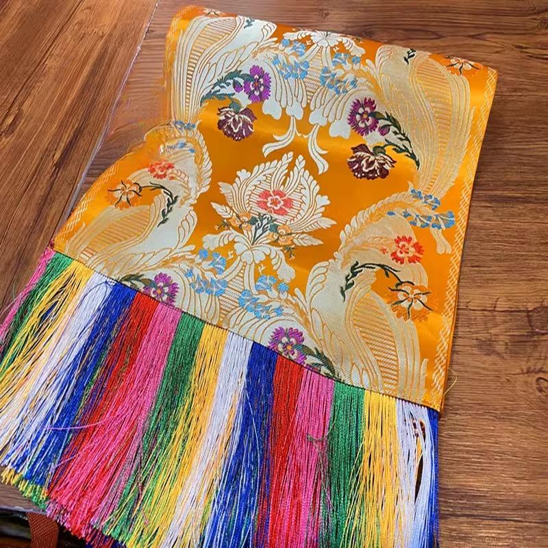 

3m*35cm Yellow/Red/Blue/Green/Milky White Hada Auspicious Pattern Single-layer Brocade Fabric Religious Ceremony Decoration жёлтый