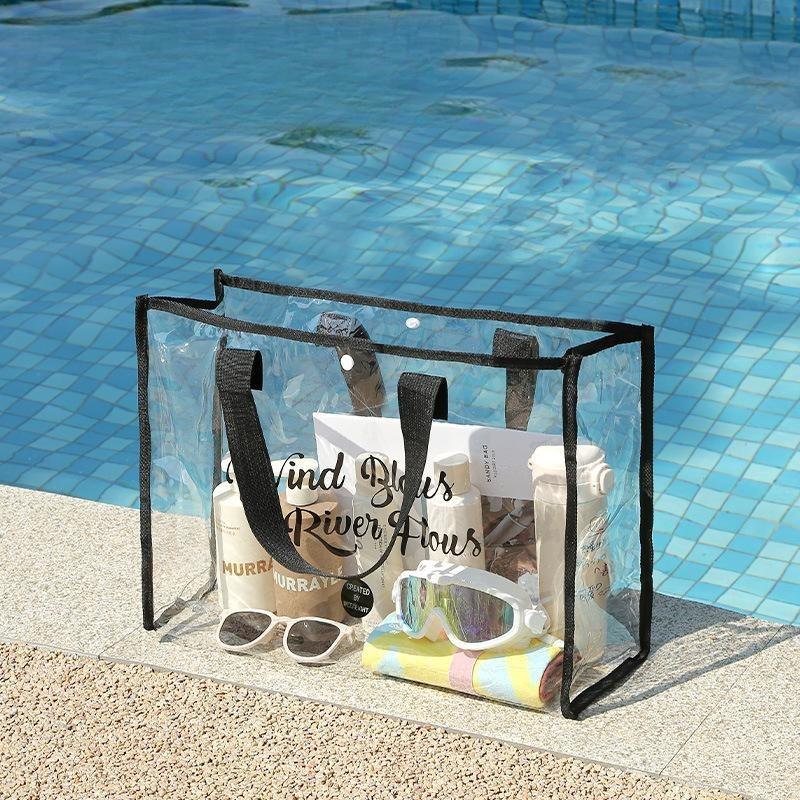 Large Capacity Swimming Bag Transparent Visible Handheld Storage Bag Thickened PVC Waterproof Wash Bag Portable Beach Bag