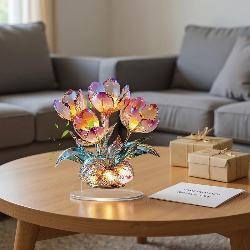 1Set Delicate Patterns Warm Atmosphere 2D Flat Mother's Day Ornament Living Rooms Acrylic Decorative Grateful Holiday Gifts