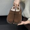 Leather retro women's autumn and winter models, leather velvet thickened warm fluffy shoes, platform casual cotton shoes