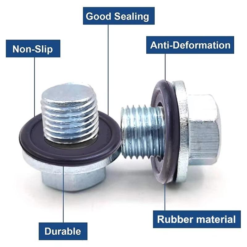Car Sealing Oil Drain Plug Gasket Washer Replacement M 12/M14 Rubber Engine Oil Drain Plug Gaskets Auto Accessories