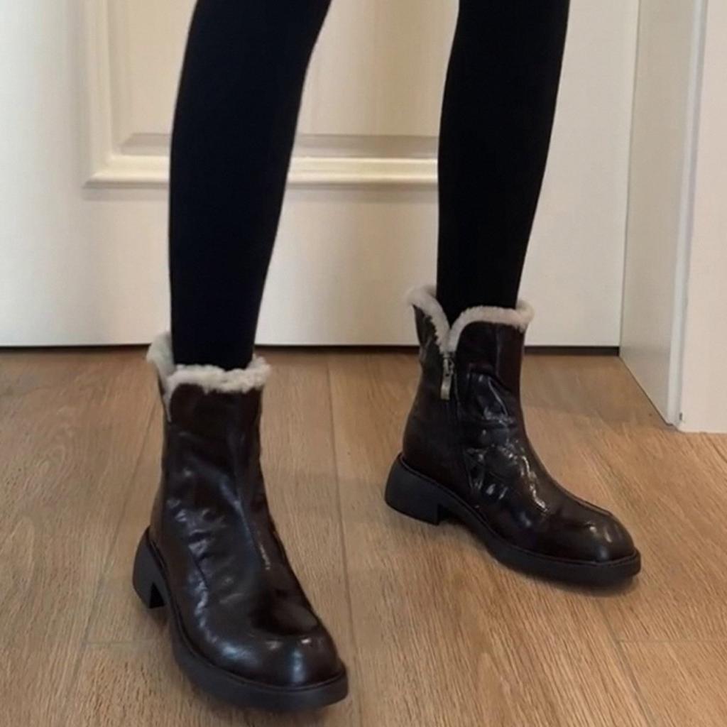 thick-soled snow boots women's new winter thin boots warm cotton shoes fluffy shoes small short boots