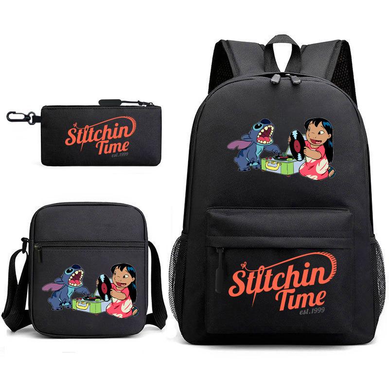 School Season Student Backpack Heat Transfer Backpack Satchel Pencil Bag Three-Piece Set