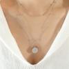 Fashion Simple Design Necklace Stainless Steel Plated 18k Gold Double Round  Pendant Necklace