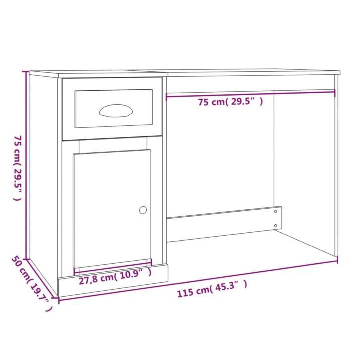 VidaXL Desk with Drawer Concrete Grey 115x50x75 Cm Engineered Wood 816476