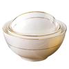 Ru Han Gold Rim Bone China Small Soup Bowls (4-Pack)