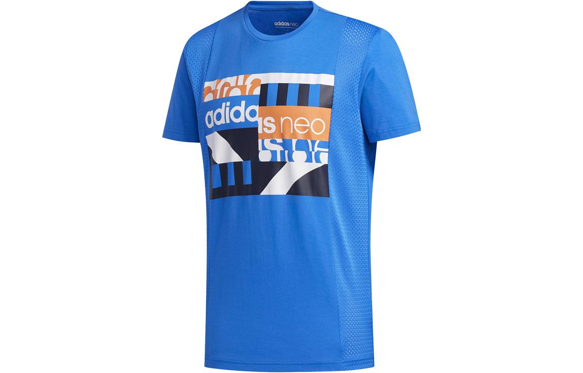 Adidas Neo T Shirts Men s Blue Crew Neck Moderate Straight Fit FN6495 M