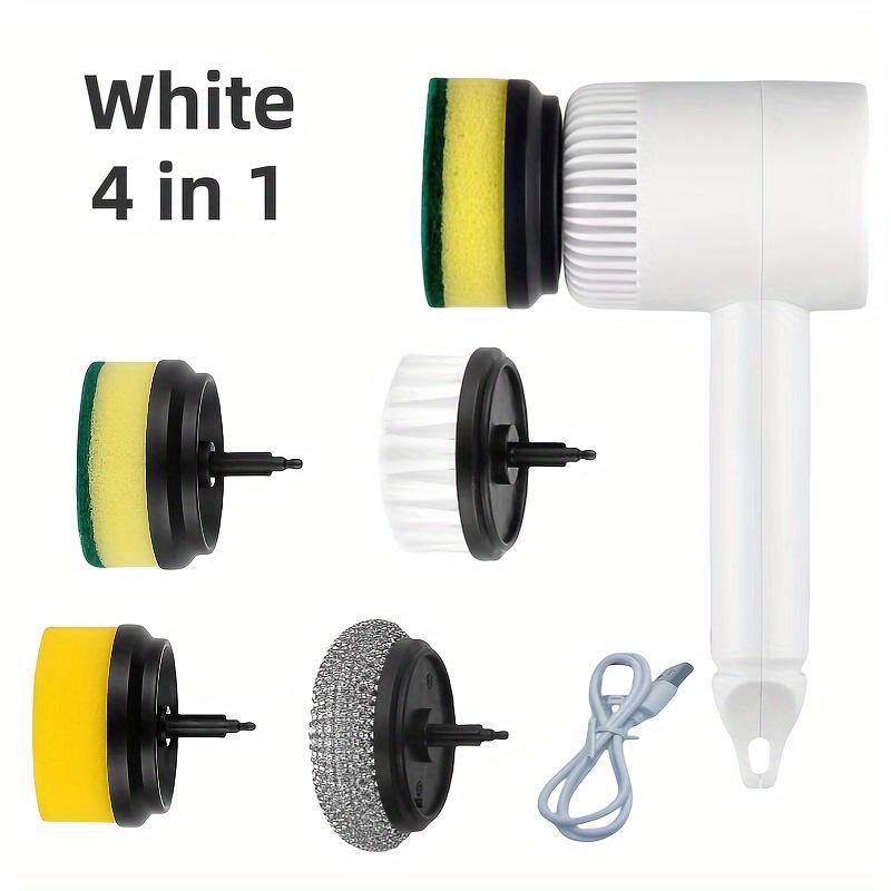 1 Set Of Electric Cleaning Brushes With 4 Replacement Brush Heads, Rechargeable Handheld Wireless Cleaning Brush Suitable