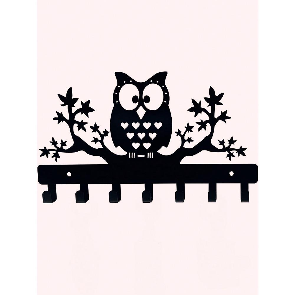 Owl Wall Hook, Metal Bird Decorative Hanger, Entryway Sculptural Coat Rack, Forged Iron Home Accent