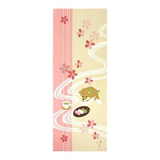 Hamamonyo Tenugui Hand Towel - Mameshiba Flowers or Dumplings? - A playful design featuring cute, stout Mameshiba puppies more interested in