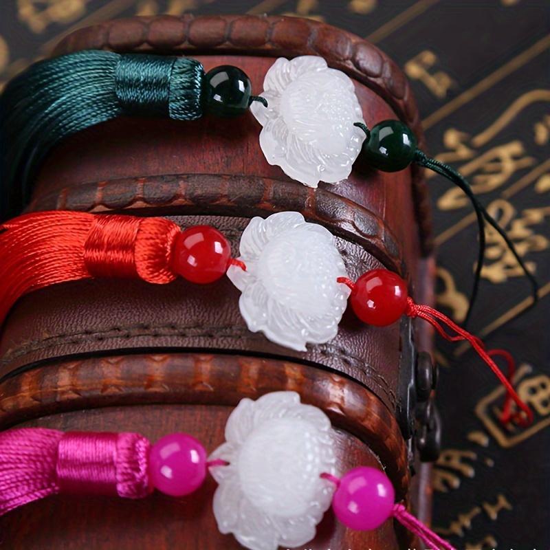 10 Stück künstliche Jade-Fächeranhänger in verschiedenen Farben, kombiniert mit Quasten (Hanfu), können für Party- und Feiertagsdekorationen verwendet werden.