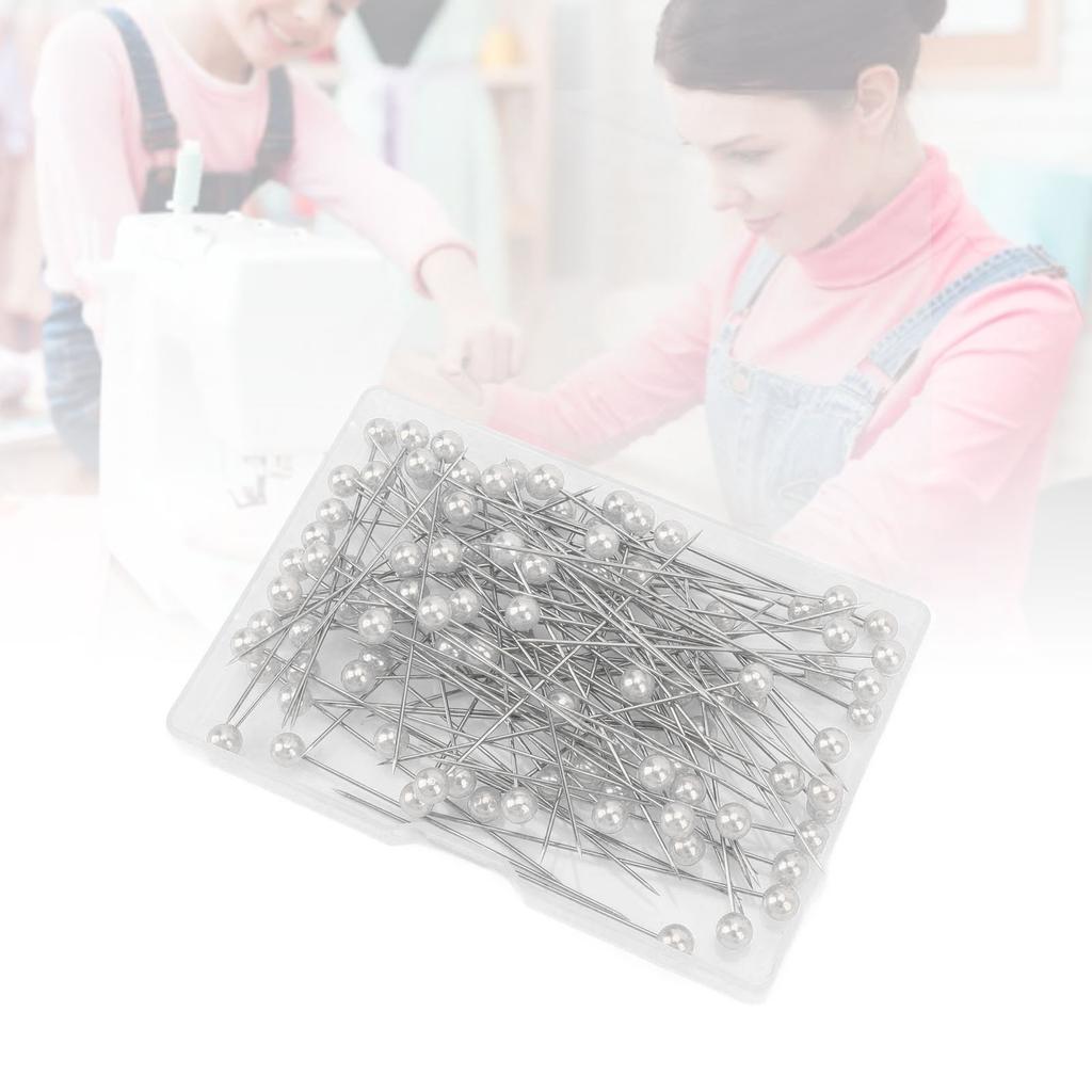 100Pcs Pearlized Head Pins Sewing Quilting Straight for Bouquets Floral Fabric