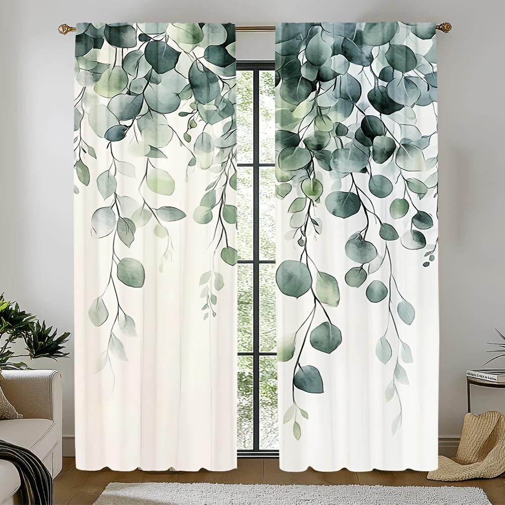 2pcs Lush Greenery Bliss Printed Blackout Door Curtains, Ideal for Living Room, Bedroom, Study, and Home Decoration