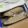 Men's Original BK Birkenstock Open-Toe Cork Sole Slippers, 2025 Style, First Layer Cowhide, Half-Open Back.