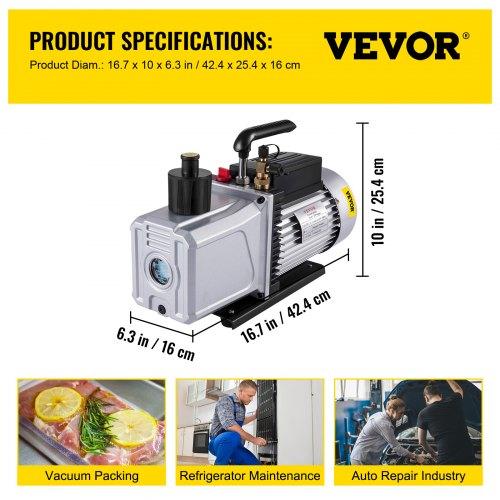 VEVOR Vacuum Pump Single Stage 340 L/min(12CFM) Inlet port 1/4